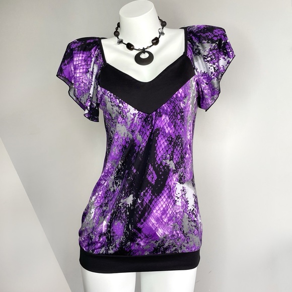 Tops - Y2K Black and Purple Summer Top